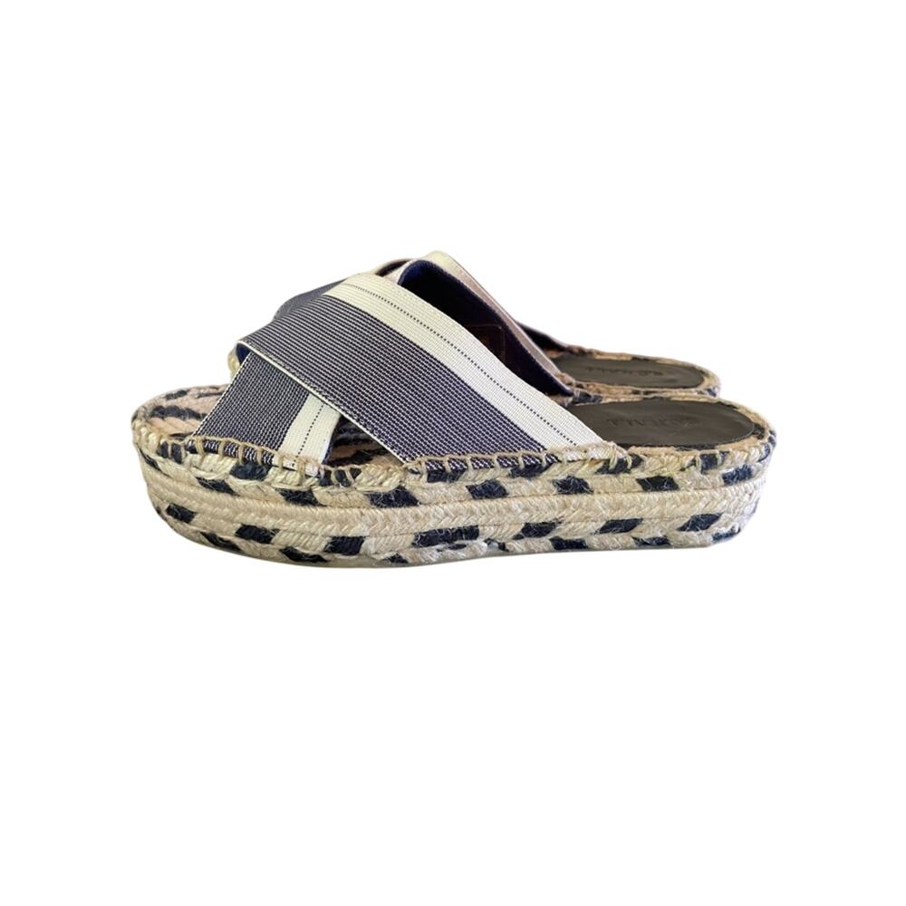 Woven Navy Slip-On Espadrille Jute Platform Sandals Coastal Beachy SIZE 7